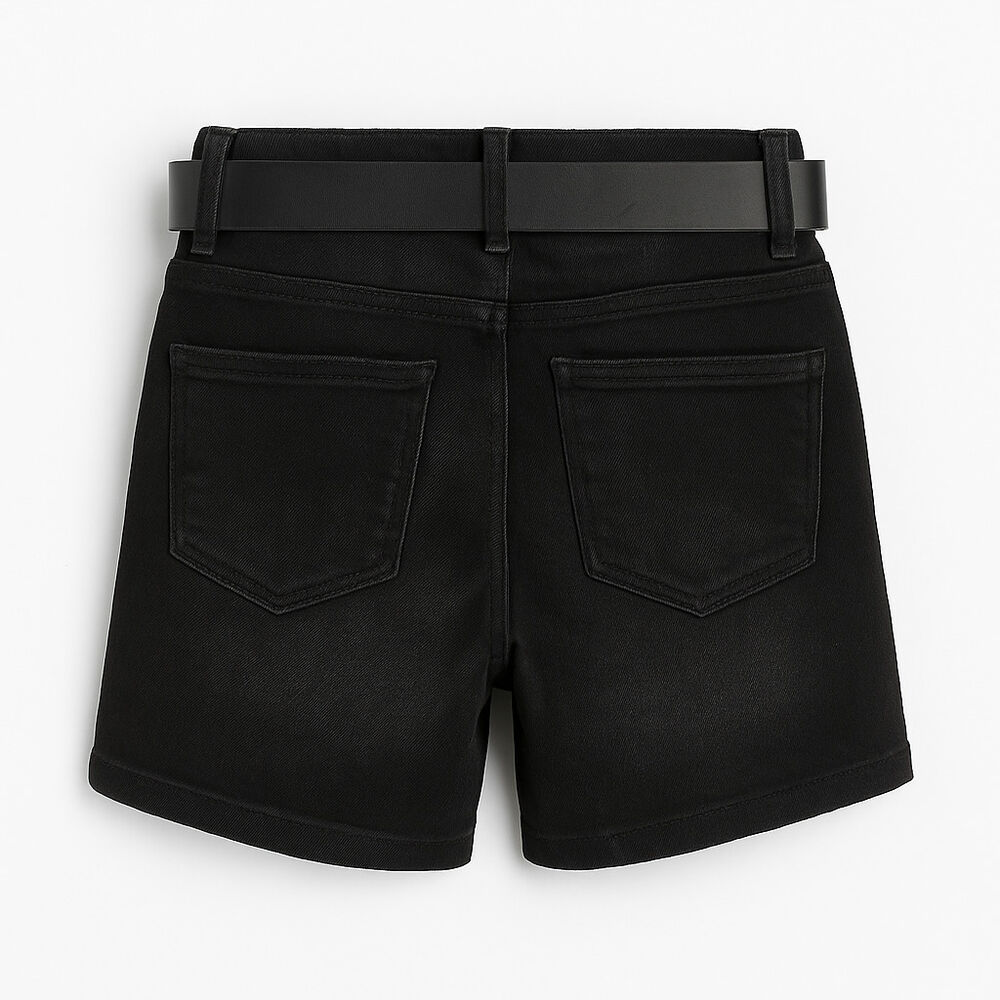 Falda Short Niña Algodón Con Cinturón Negro Kibou image number 3.0