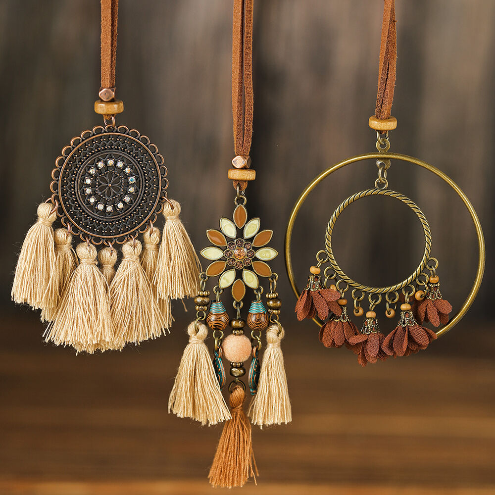 Collar 3 Piezas Con Colgante Borlas Retro Bohemio Gloriahoon image number 2.0