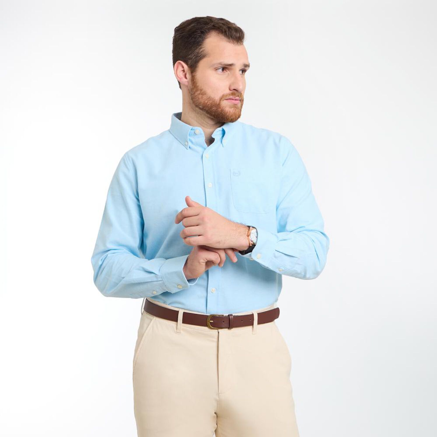 Camisa Lisa Regular Manga Larga Hombre Peroe image number 0.0