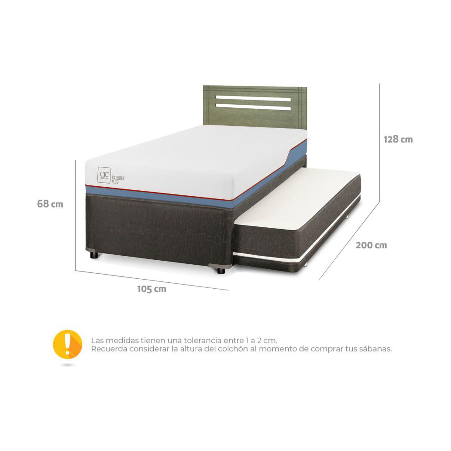 Cama Nido Cic Divan / 1.5 Plazas / Base Funcional + Respaldo image number 2.0