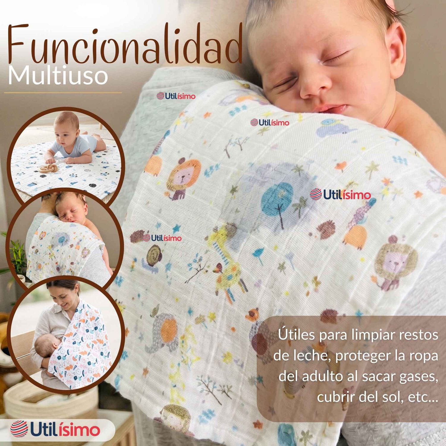 Manta Muselina 70x 70 Cm Beb&eacute; Ni&ntilde;o Multiuso 100% Algod&oacute;n Colores Surtidos image number 6.0