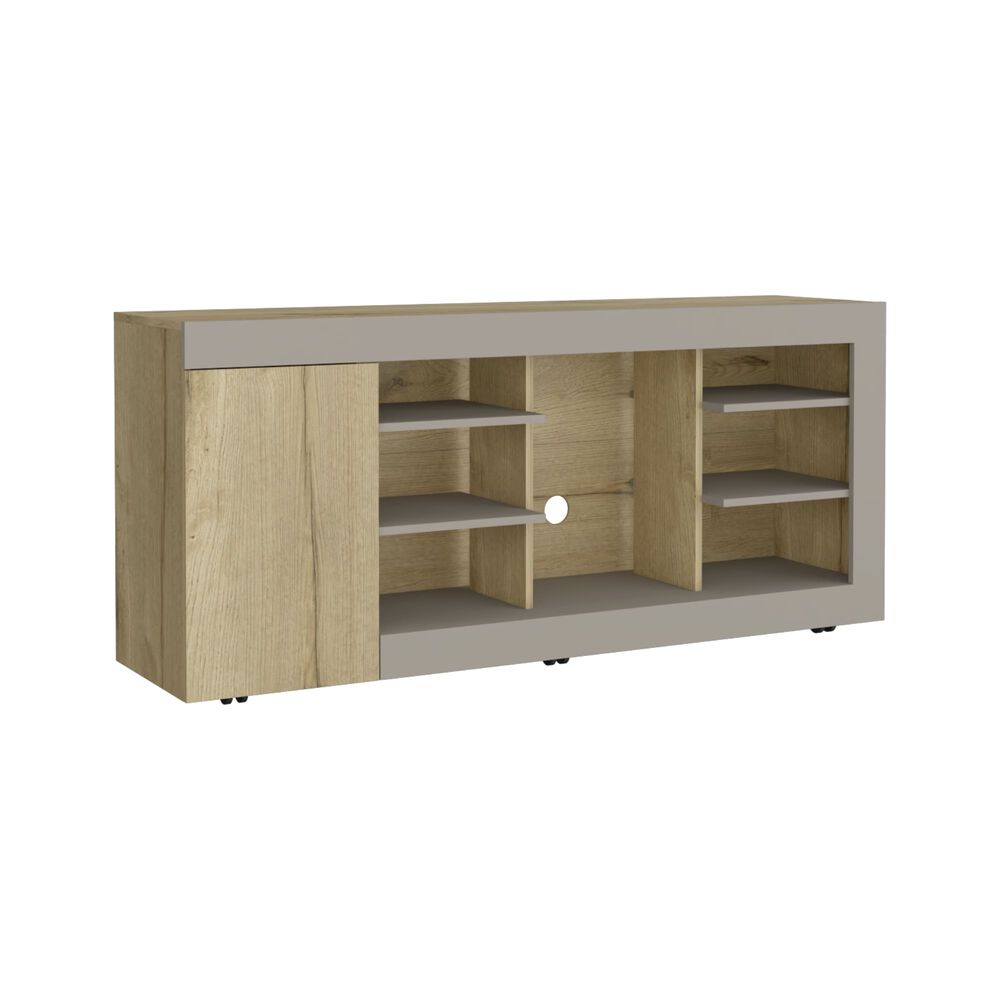 Mesa Para Tv 65" Fm 68x150x38 Cm Café Claro Y Gris image number 0.0