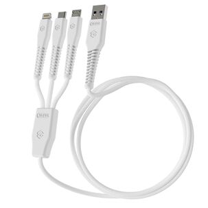 Cable Cargador Sleve Line X Usb A Triple Usb White