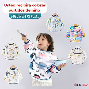 Pack 6 Babero Delantal Impermeable Manga Larga Bebe Y Ni&ntilde;o
