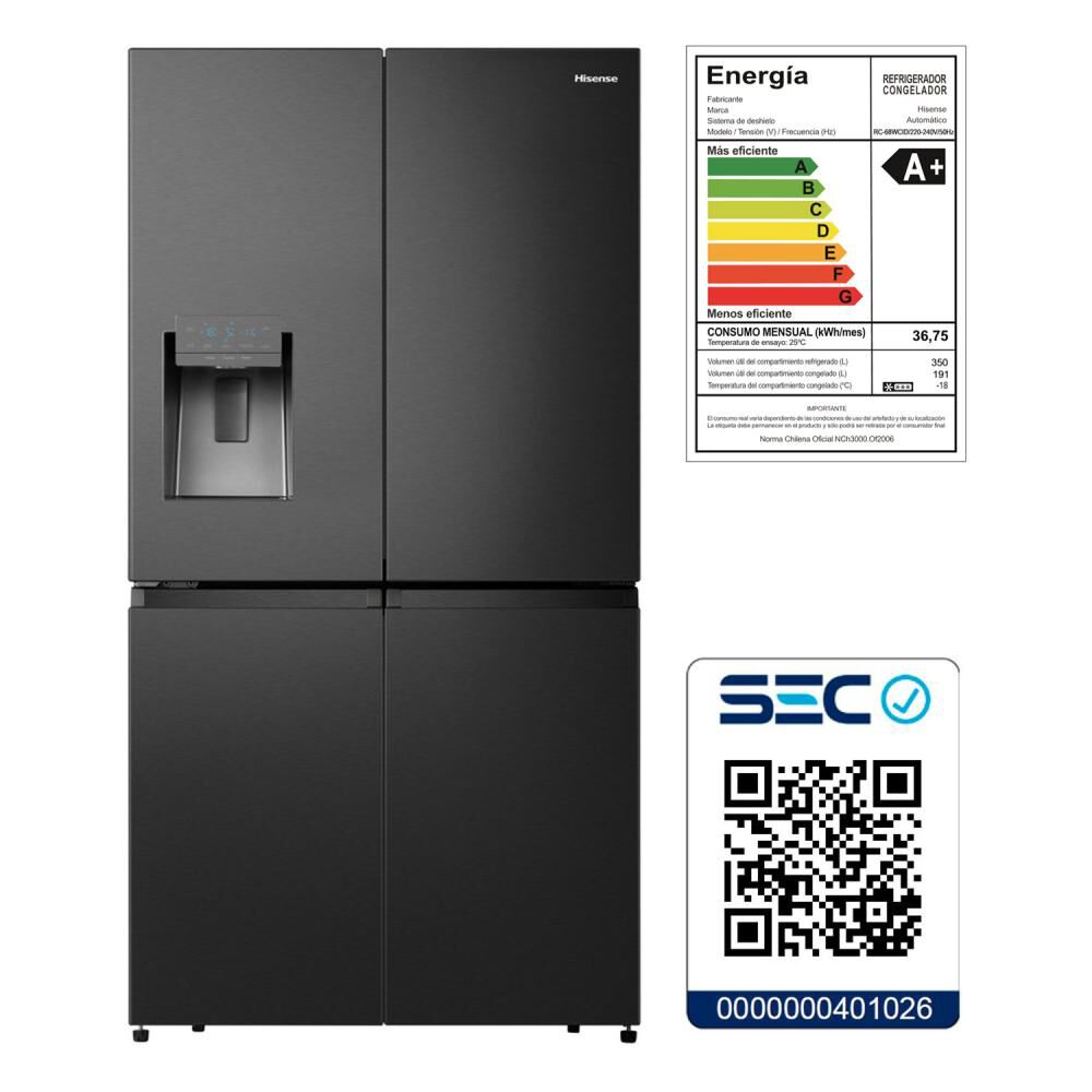 Refrigerador Side by Side Hisense RC-68WCID / No Frost / 541 Litros / A+ image number 10.0
