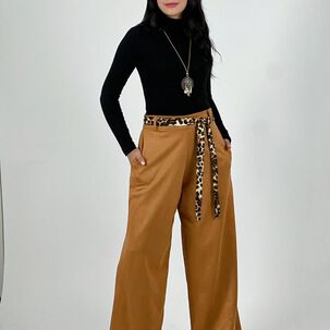 Pantalón Gamuza Con Cinturón Print