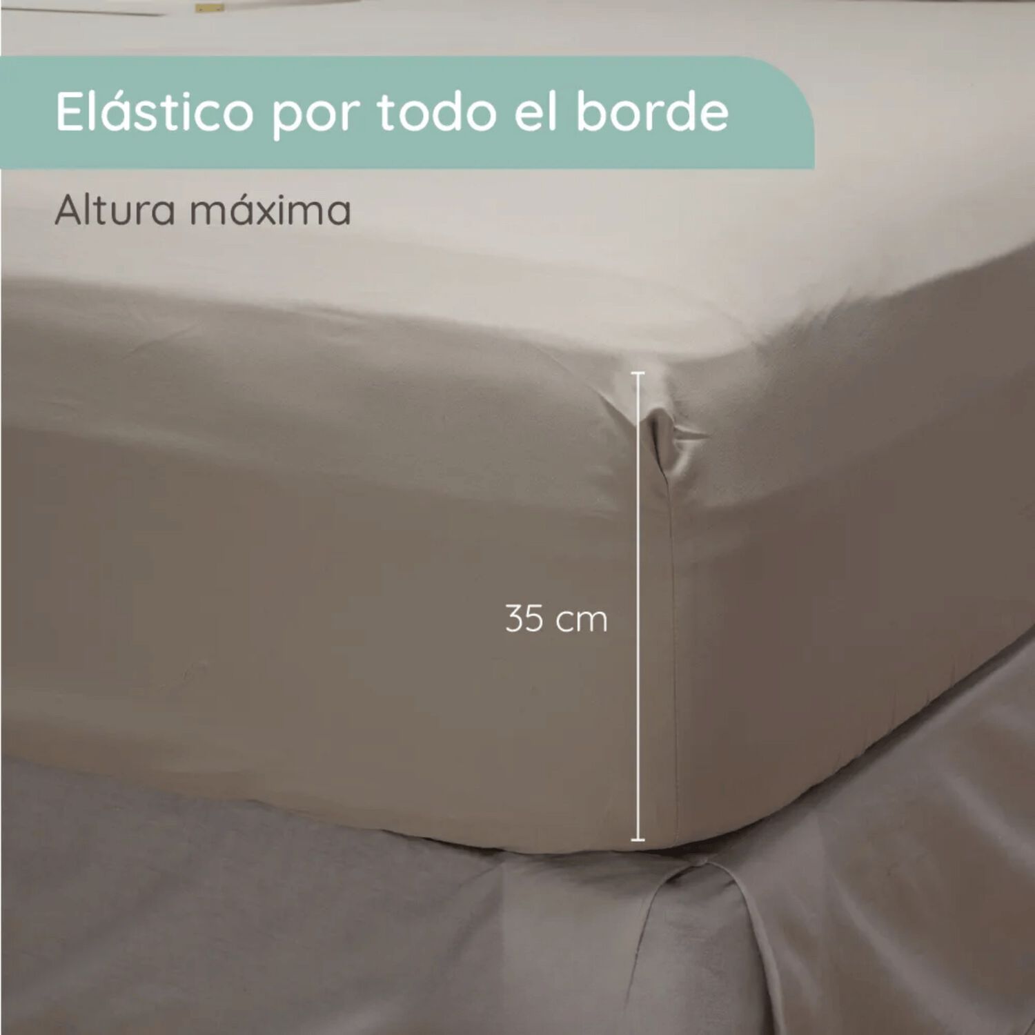 Sabanas Colch&oacute;n Super King Microfibra 300 Hilos Gris Claro image number 3.0
