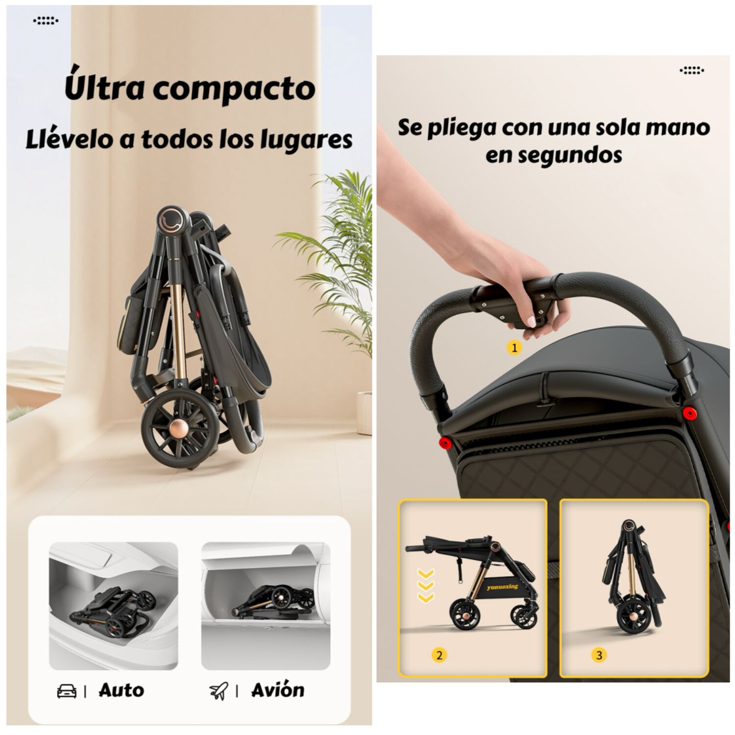 Coche De Paseo &Uacute;ltra Resistente 25kg Tek Dorado Lubabycas image number 2.0