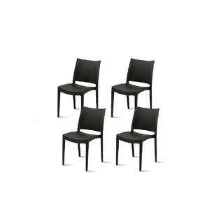 Pack 4 Sillas De Exterior Restaurant Negra