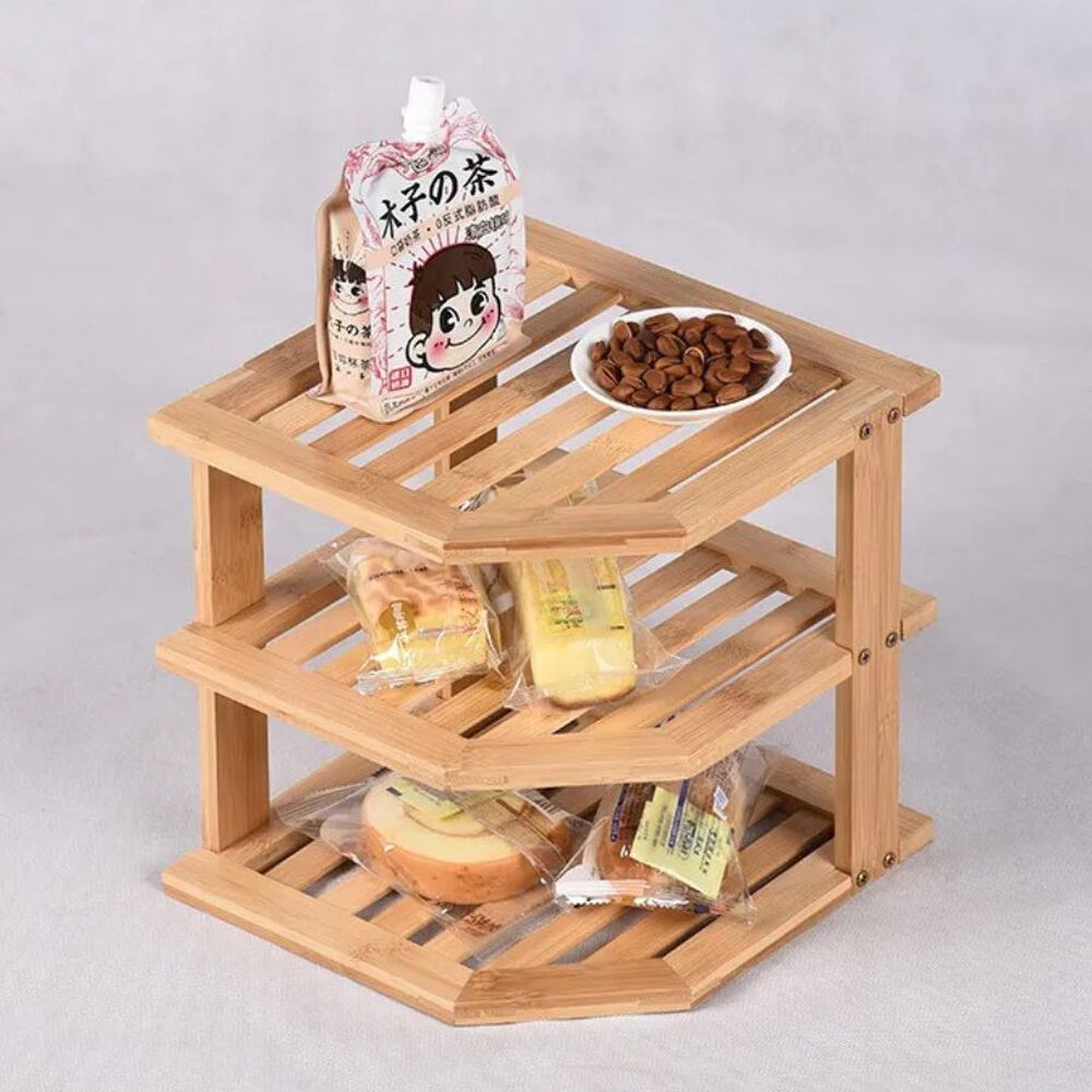 Estante Esquinero De Cocina Bambú Organizador 3 Niveles 25x25 image number 2.0