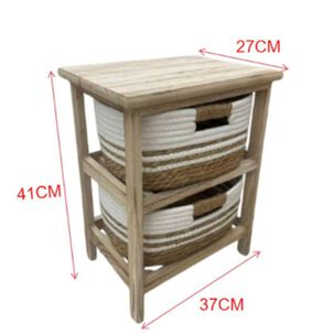 Mueble Organizador Rústico De Madera Con Cestas Tejidas