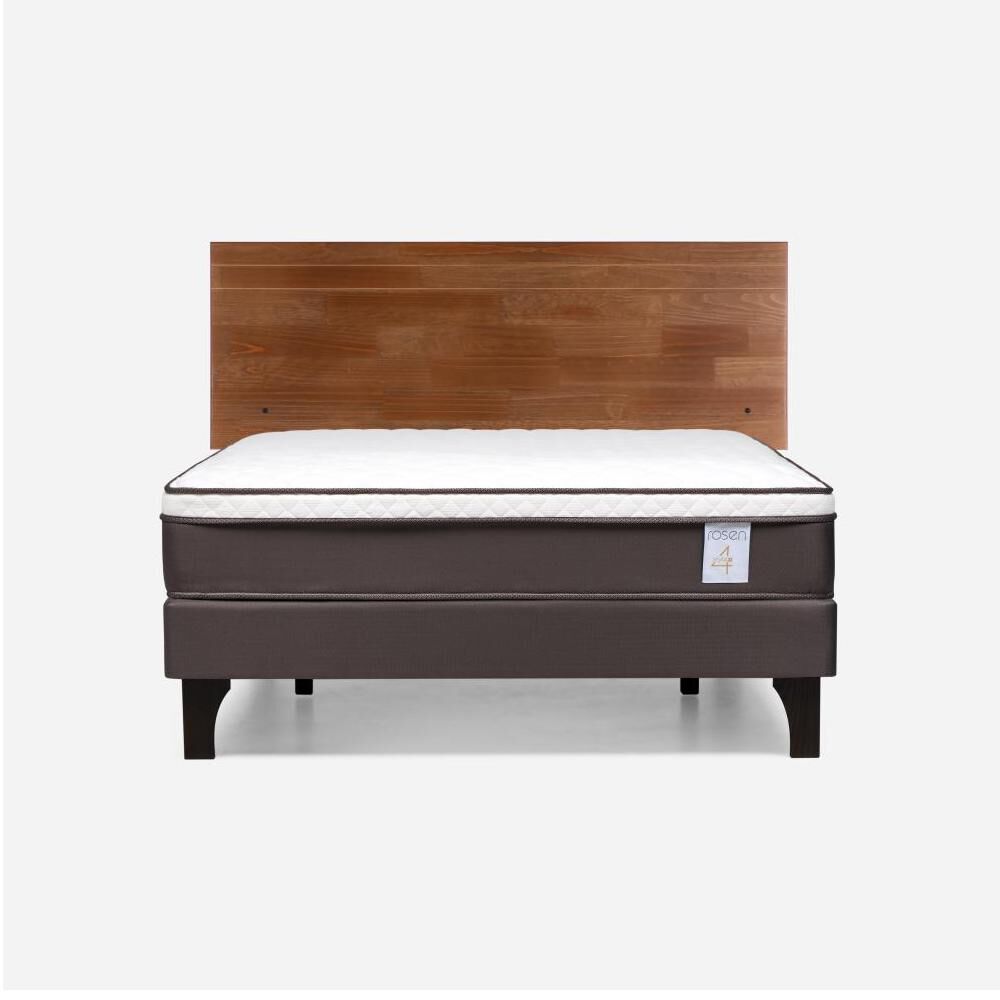 Cama Europea Rosen New Style 4 Plus / 2 Plazas / Base Normal + Respaldo Tabor Caramelo image number 0.0