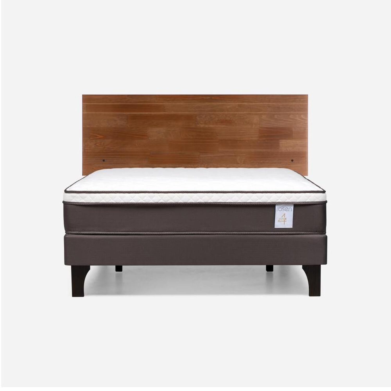 Cama Europea Rosen New Style 4 Plus / 2 Plazas / Base Normal + Respaldo Tabor Caramelo image number 0.0