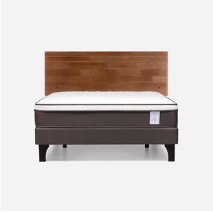 Cama Europea Rosen New Style 4 Plus / 2 Plazas / Base Normal + Respaldo Tabor Caramelo
