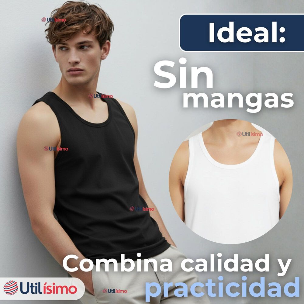 Pack 6 Camisetas Sin Manga Básicas Suaves 100% Algodón Colores Surtidos Hombre image number 4.0