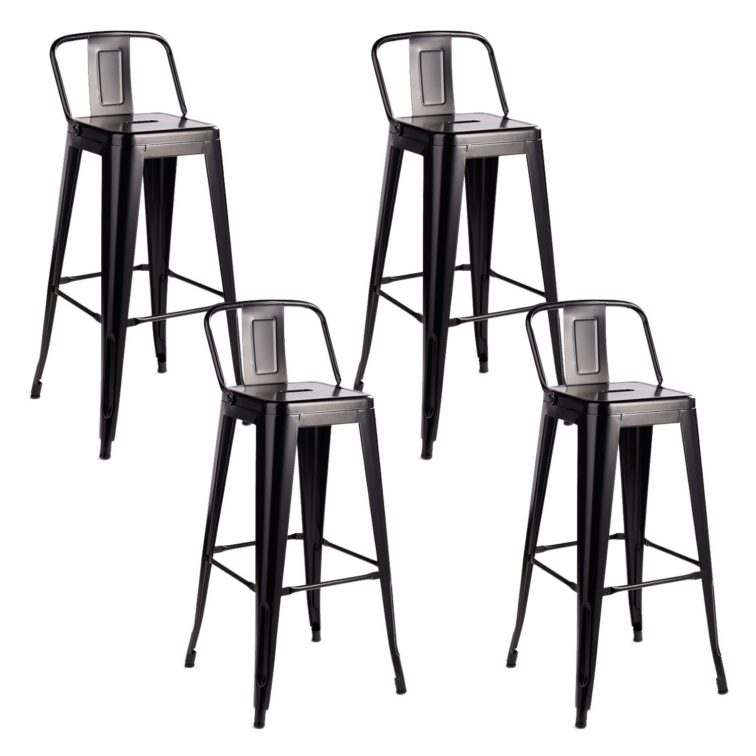 Pack 4 Piso Taburete Tolix Con Respaldo Negro image number 0.0