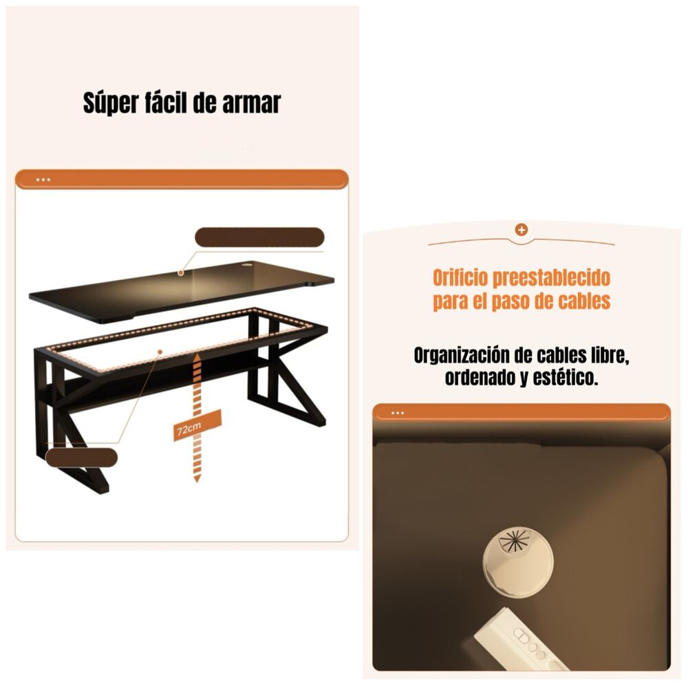 Escritorio De Madera Con Repisa Inferior 140x60x72cm Crown image number 7.0