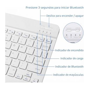 Kit Teclado Y Mouse Inal&aacute;mbrico Bluetooth Recargable Combo Blanco