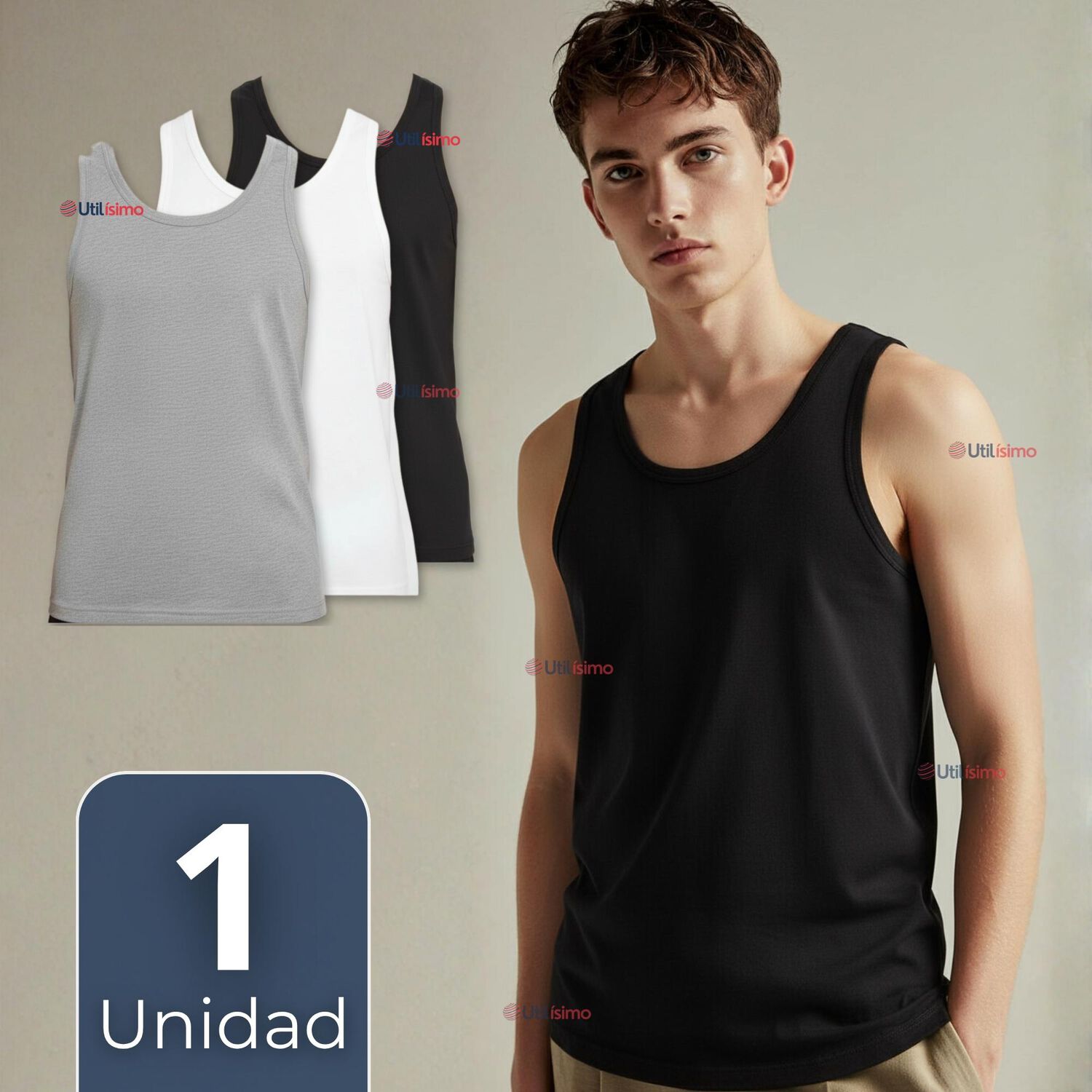 Camiseta Sin Manga B&aacute;sica Suave 100% Algod&oacute;n Colores Surtidos Hombre image number 0.0