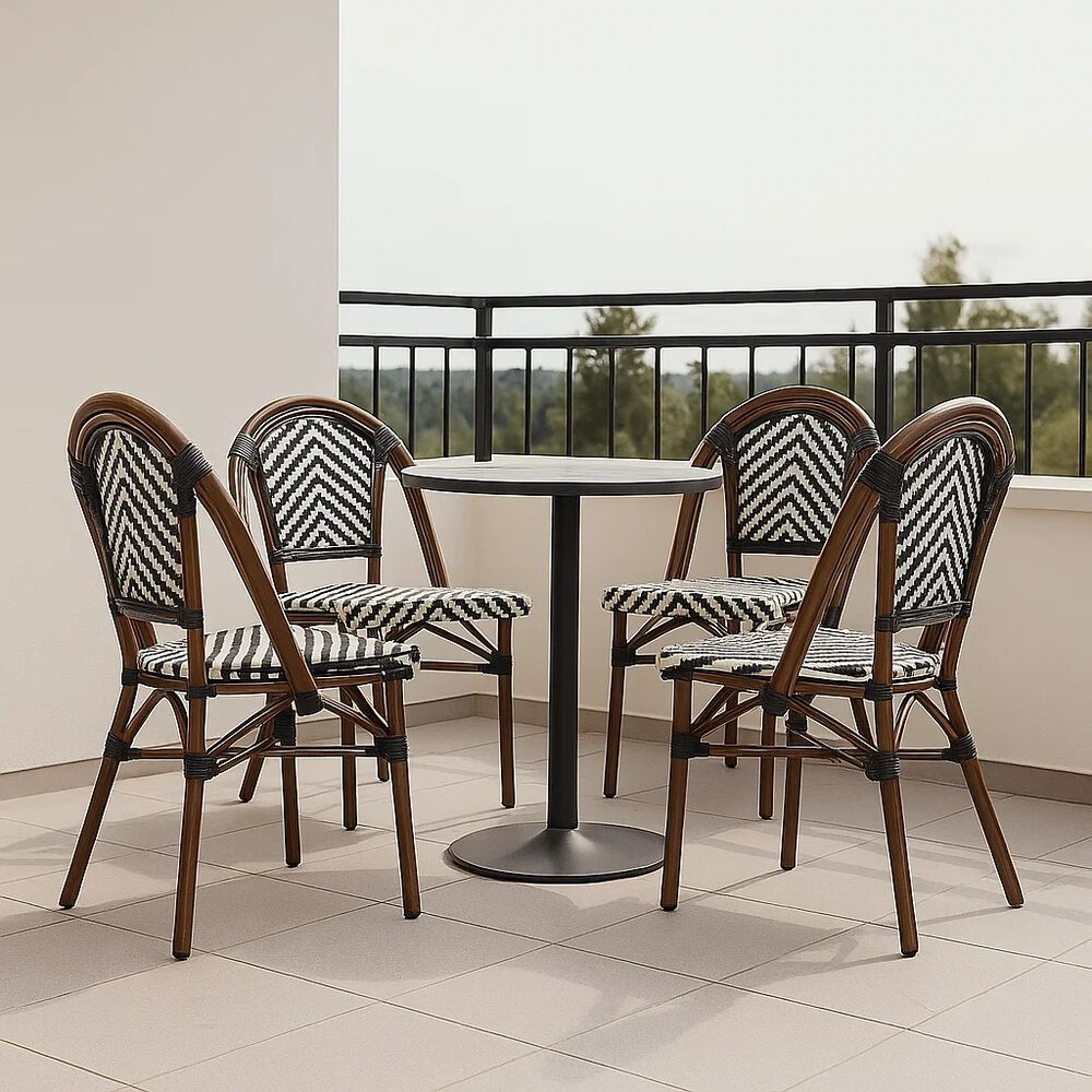 Pack De 4 Sillas Bistro Parisina Rattan - Blanca Con Negro image number 1.0