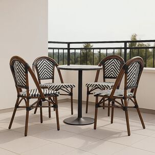 Pack De 4 Sillas Bistro Parisina Rattan - Blanca Con Negro