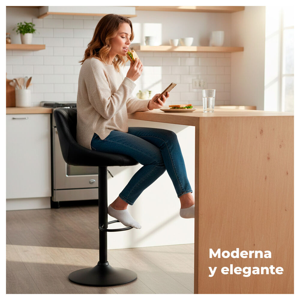 Pack 4 Piso Bar Taburete Base Negra Giratorio Y Ajustable image number 2.0