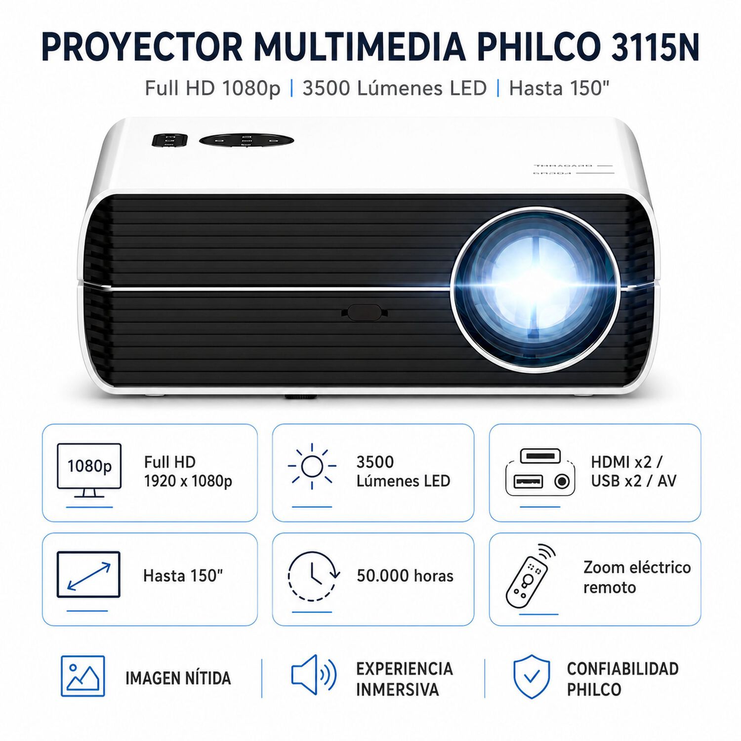 Proyector Full Hd 1920*1080p 3500 Lumenes Led Con Hdmi / Usb image number 5.0