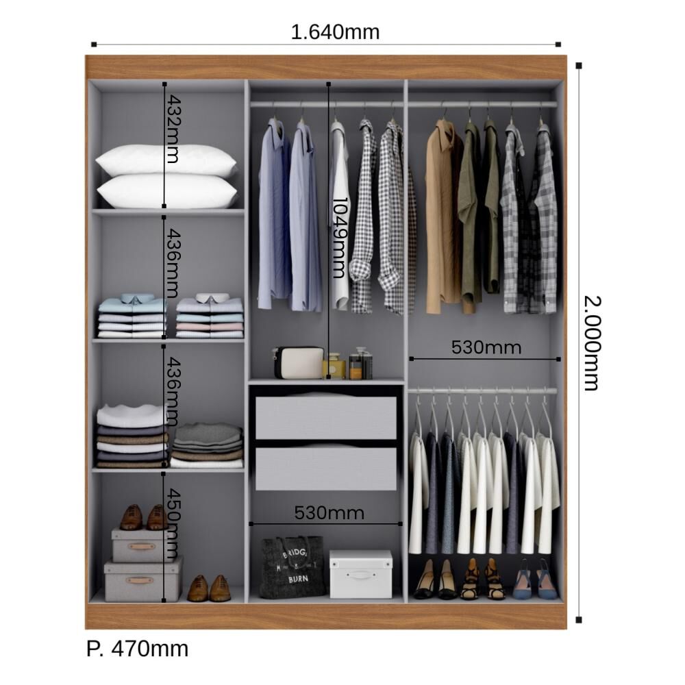 Cl&oacute;set Di Poretti Design Closet Holanda / 6 Puertas, 6 Puertas / 2 Cajones image number 2.0