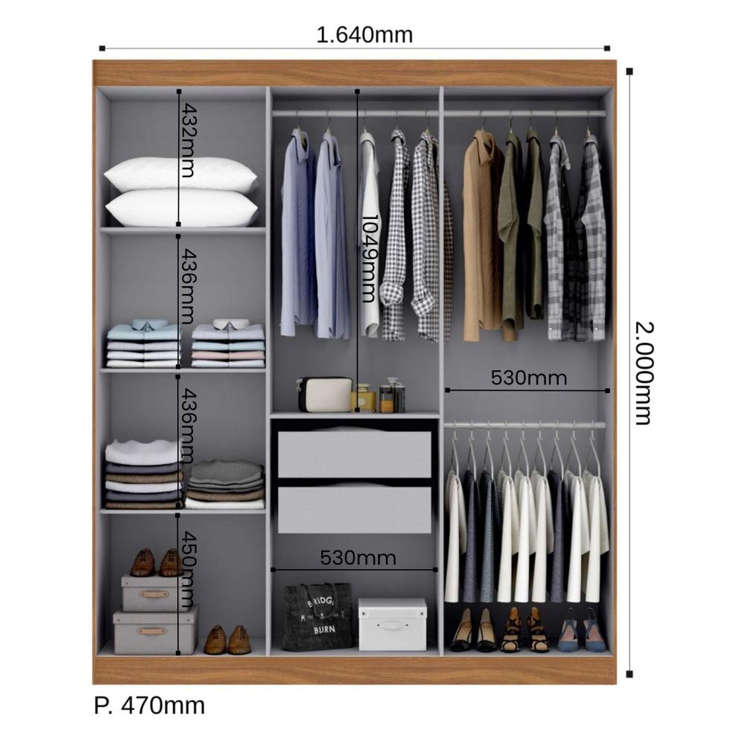 Cl&oacute;set Di Poretti Design Closet Holanda / 6 Puertas, 6 Puertas / 2 Cajones image number 2.0