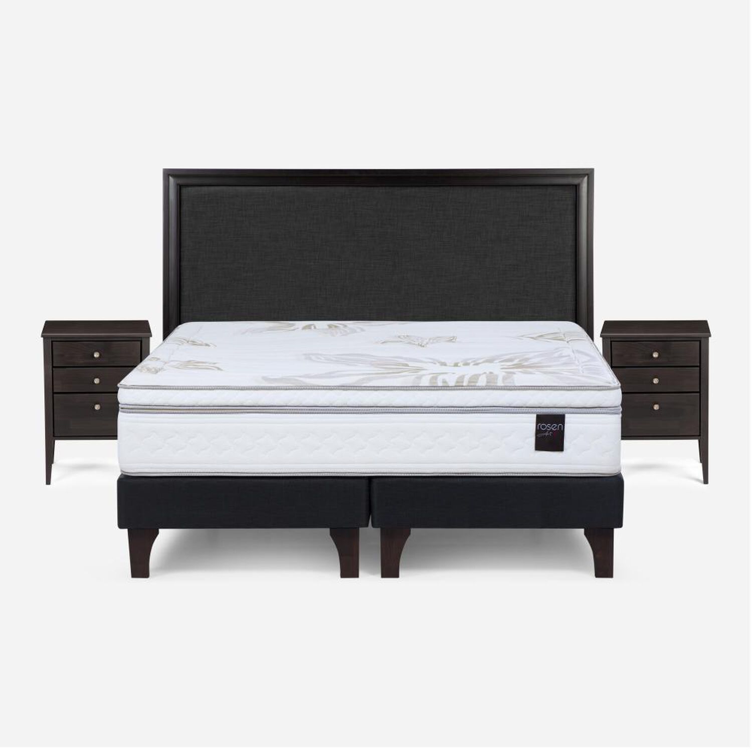 Cama Europea Rosen Nolita / 2 Plazas / Base Dividida + Set De Maderas Nolita Grafito image number 0.0
