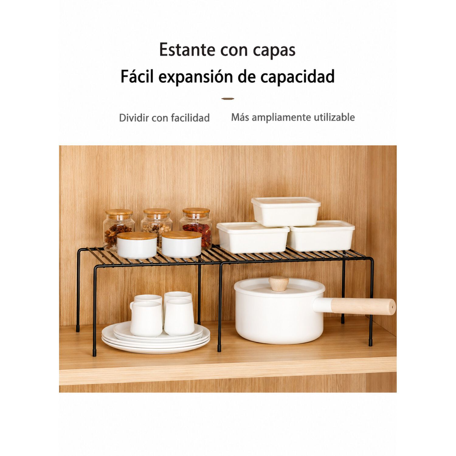 Repisa Extensible De Hierro Apilable Organizador Rack Cocina image number 3.0