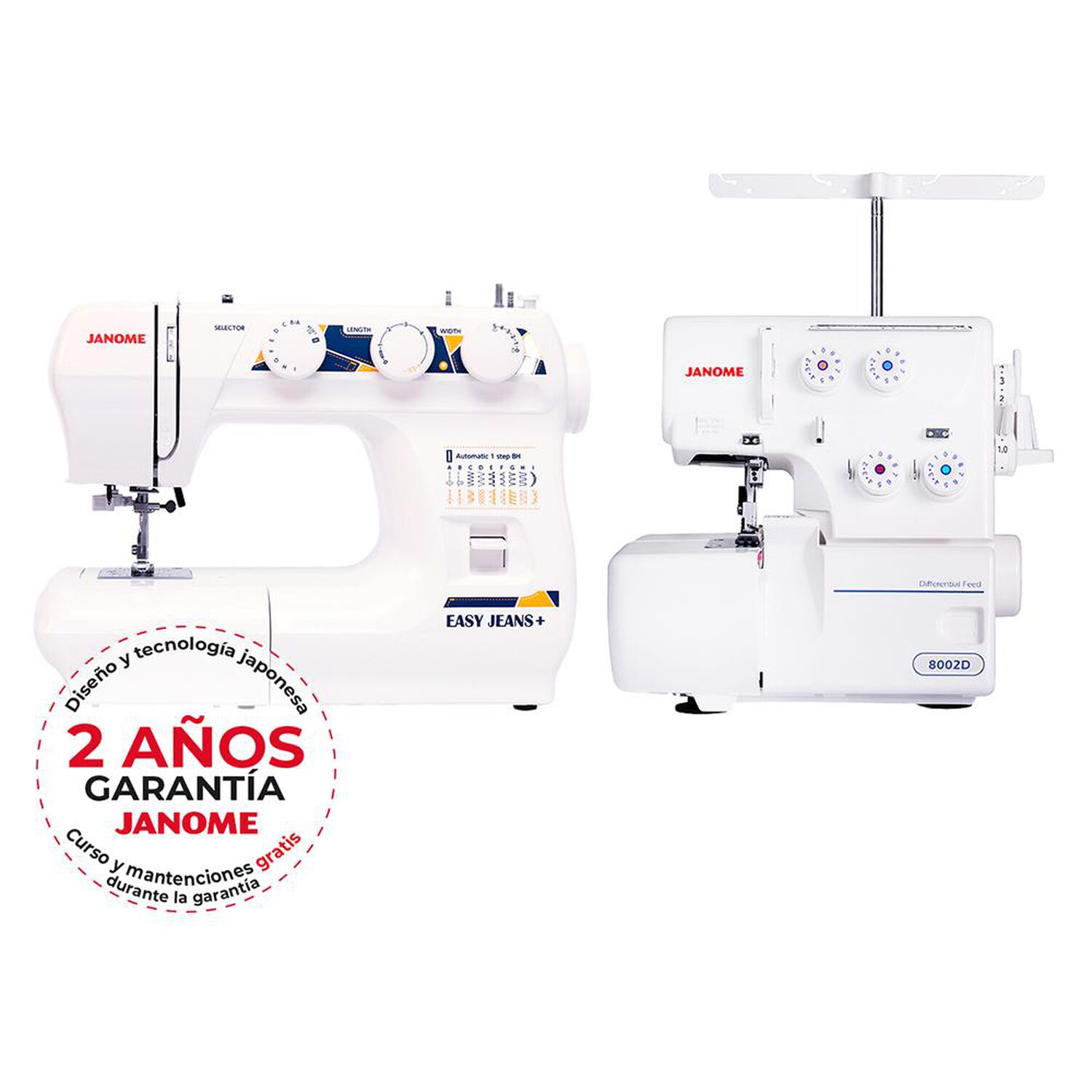 Combo Costura Janome M&aacute;quina de Coser Easy Jeans Plus + M&aacute;quina Overlock 8002D image number 0.0