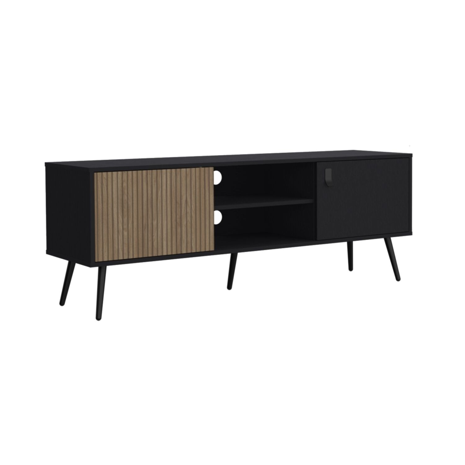 Rack Tv 65" 2 Puertas Fm-022n Negro Y Caf&eacute; Claro image number 0.0