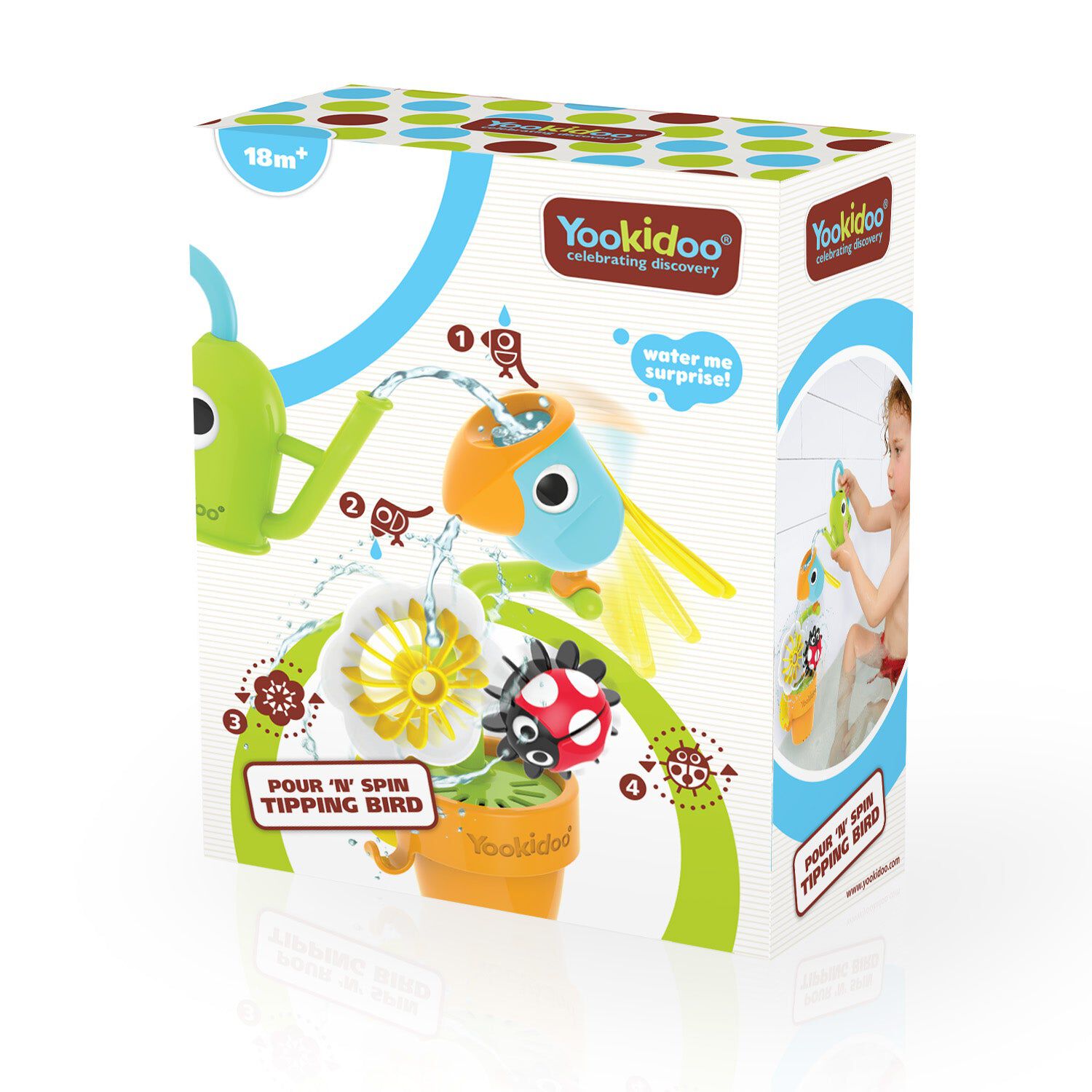 Juego De Ba&ntilde;o Tucan Y Chinita De Agua Infantil Beb&eacute; Ni&ntilde;o Ni&ntilde;a Tina Yookidoo image number 3.0