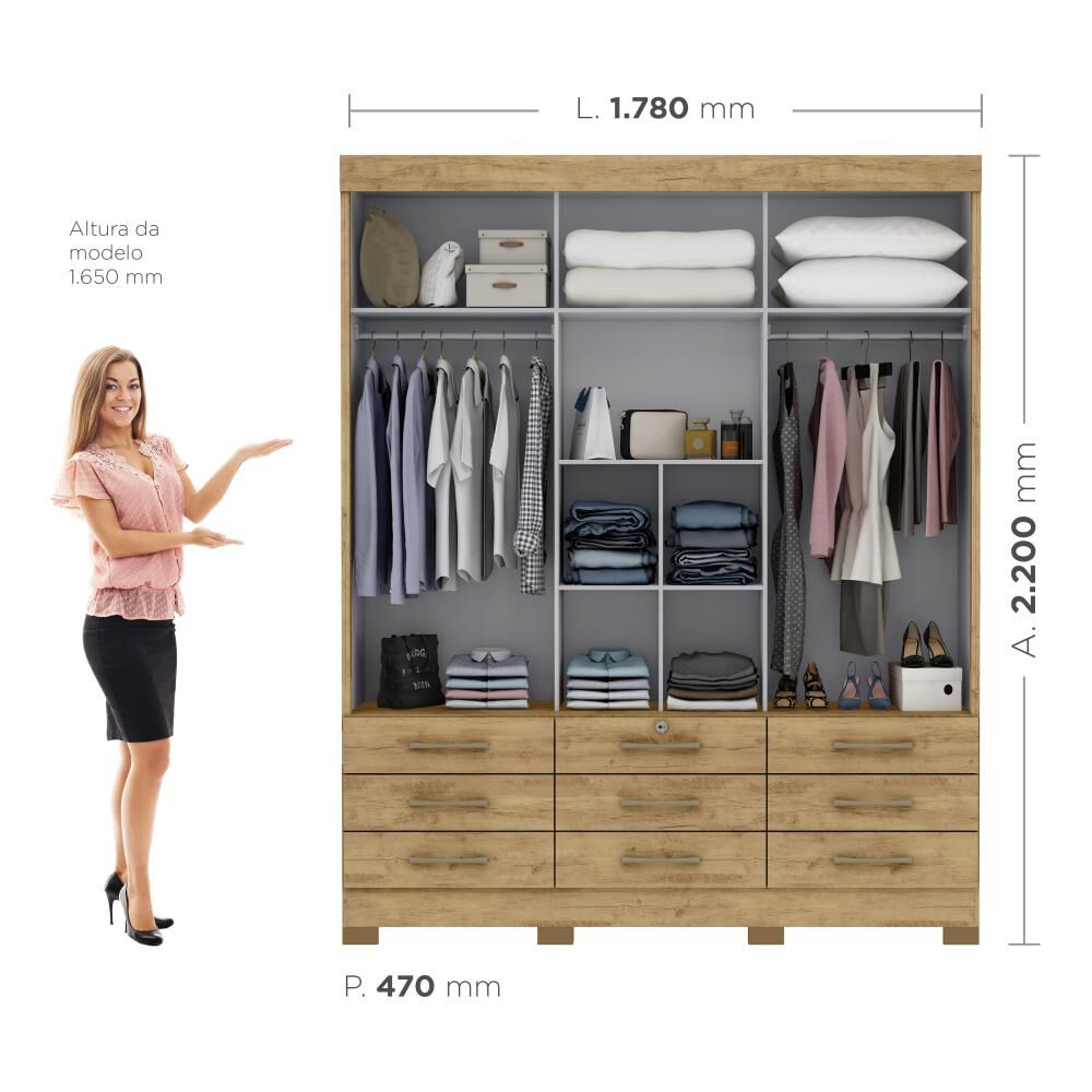 Clóset Di Poretti Design New Toquio / 3 Puertas / 9 Cajones image number 1.0