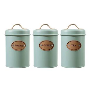 Set De 3 Canister De Cocina - Dise&ntilde;o Verde Agua