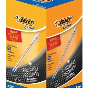 Pack 50 Bic Cristal 0.8 Punta Fina Azul