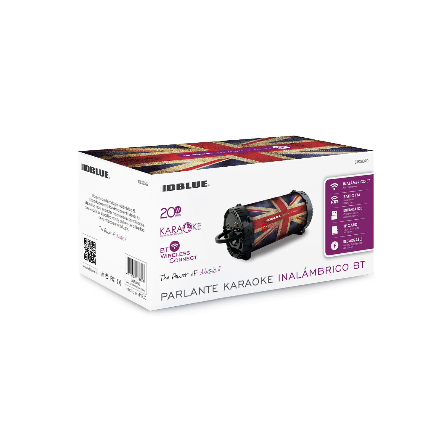 Parlante Bazooka Bluetooth Port&aacute;til Dise&ntilde;o Bandera 20w - Ps image number 1.0