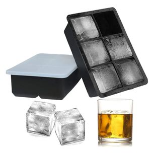 Set 2 Molde Silicona 6 Cavidades Negro Con Tapa Reposteria
