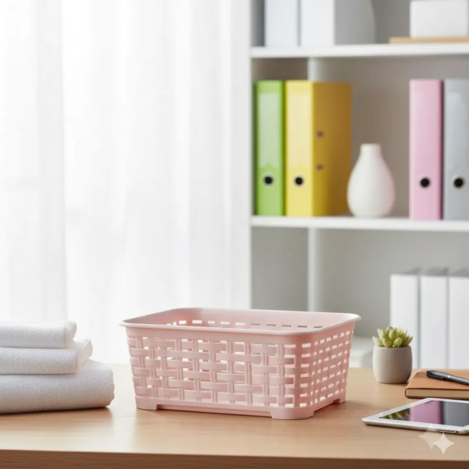 Canastilla Canasta Organizadora Multiusos Rattan 1.4 Litros Color Rosa image number 3.0