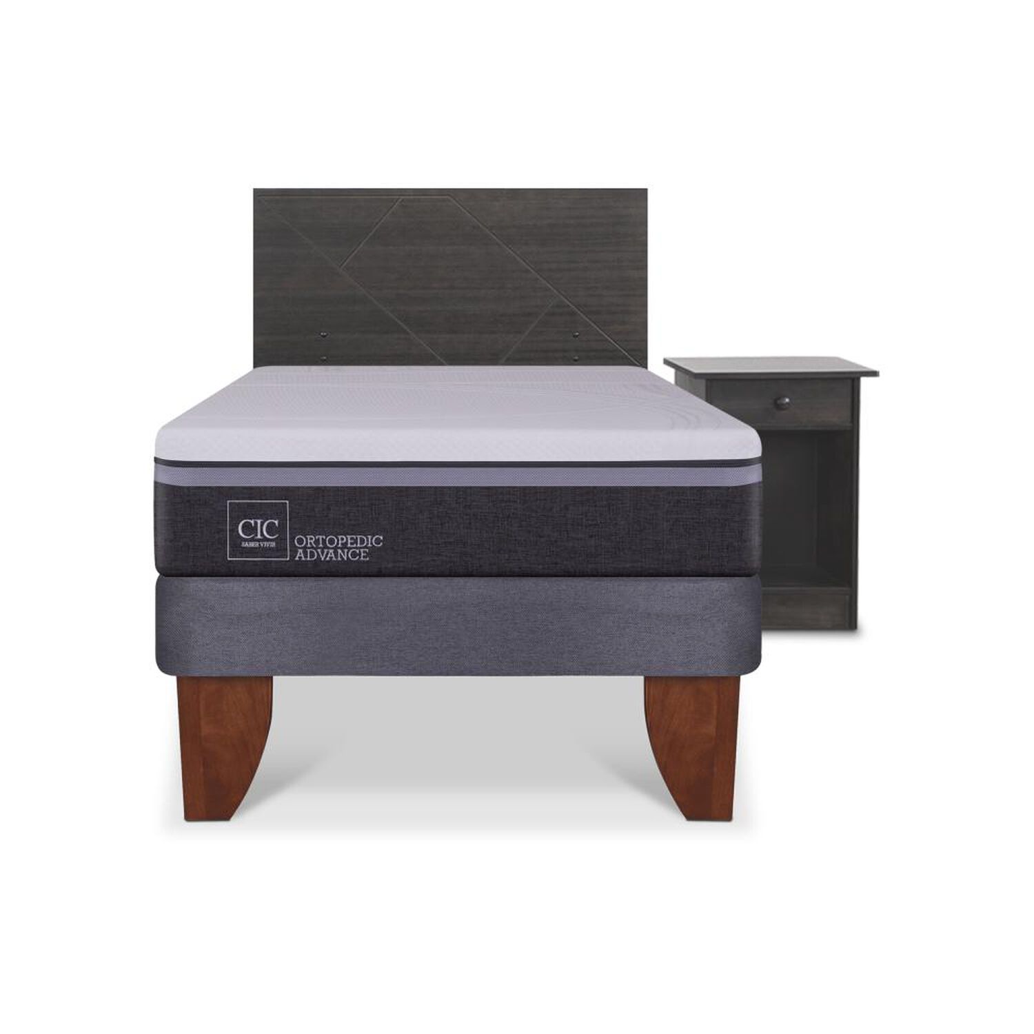 Cama Europea Cic Ortopedic Advance / 1.5 Plazas / Base Normal + Set De Maderas image number 0.0