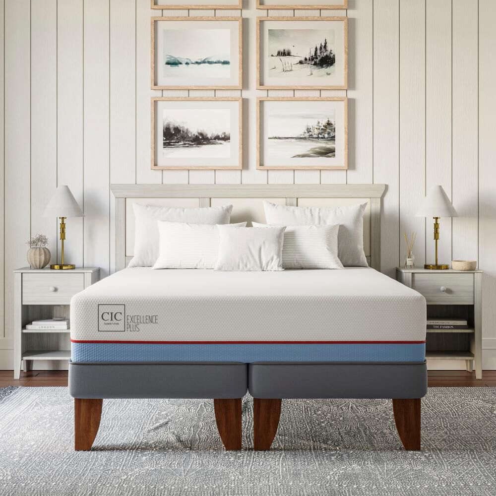Cama Europea Cic Excellence Plus / 2 Plazas / Base Dividida + Respaldo image number 10.0