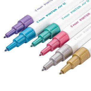 Set 6 Marcadores Pintor Punta Fina Colores Met&aacute;licos