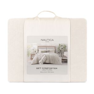 Cubrecama King Nautica Home Reversible Beige + Fundas