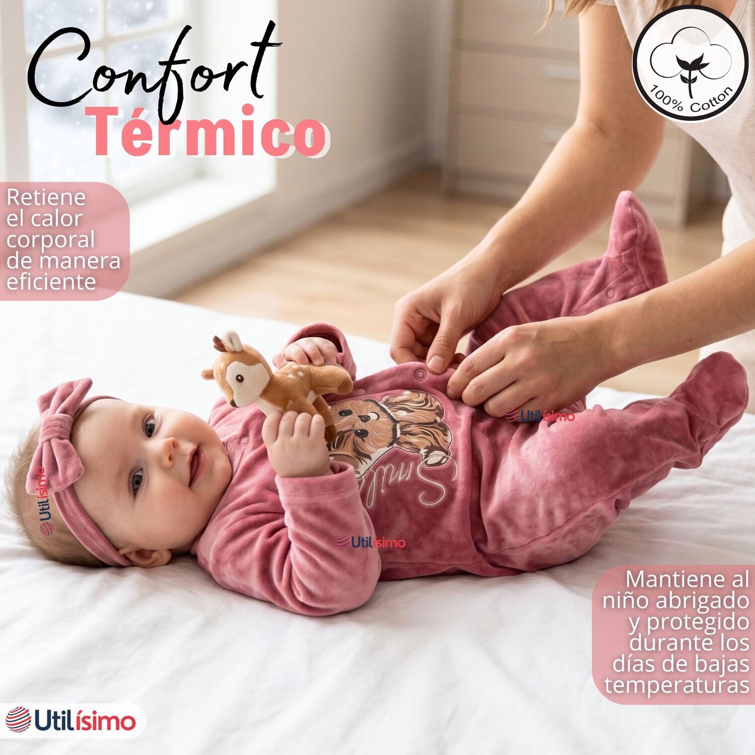 Enterito Tela Plush Rosado Beb&eacute; Ni&ntilde;a image number 4.0