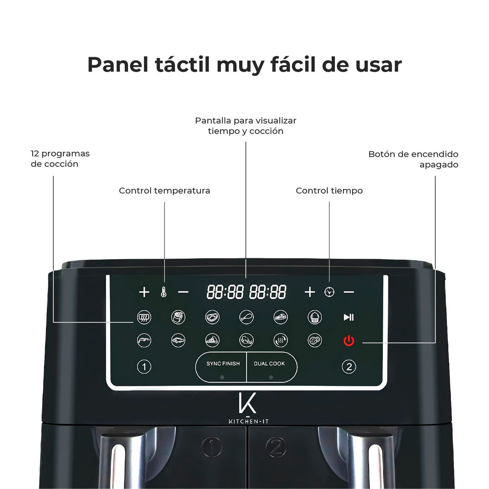 Freidora De Aire Dual Edition 9 Litros Kitchen-it image number 3.0
