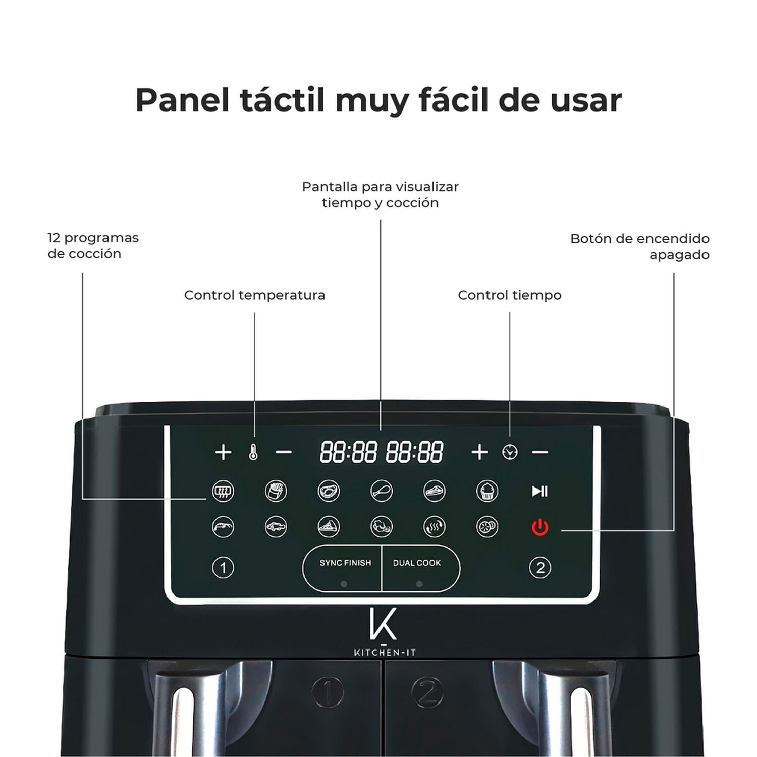 Freidora De Aire Dual Edition 9 Litros Kitchen-it image number 3.0