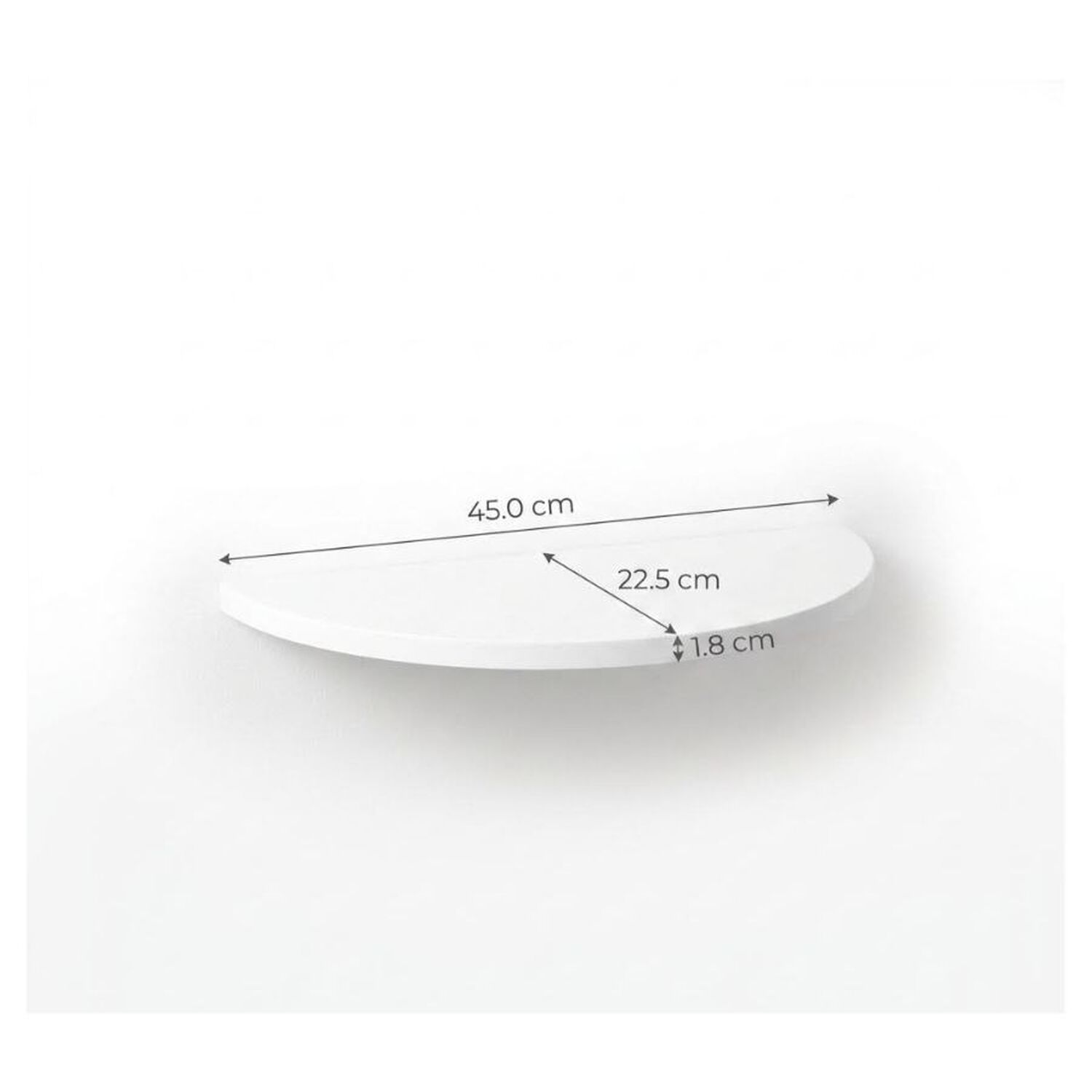 Repisa Flotante Semicircular Moderna Madera Blanca 45cm image number 2.0
