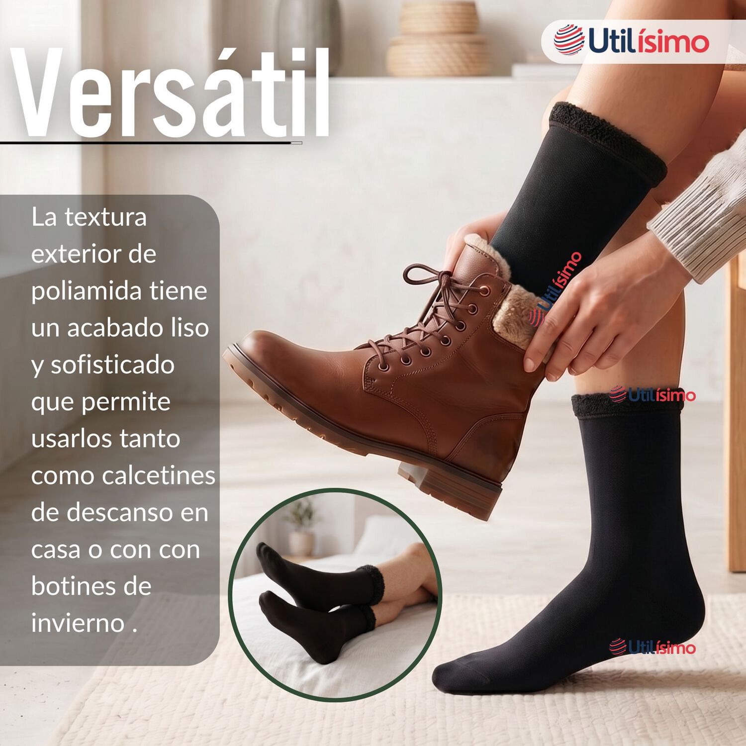 Pack 3 Pares Calcetines Chiporro Mujer Ultra T&eacute;rmico Negro Invierno Polar image number 6.0