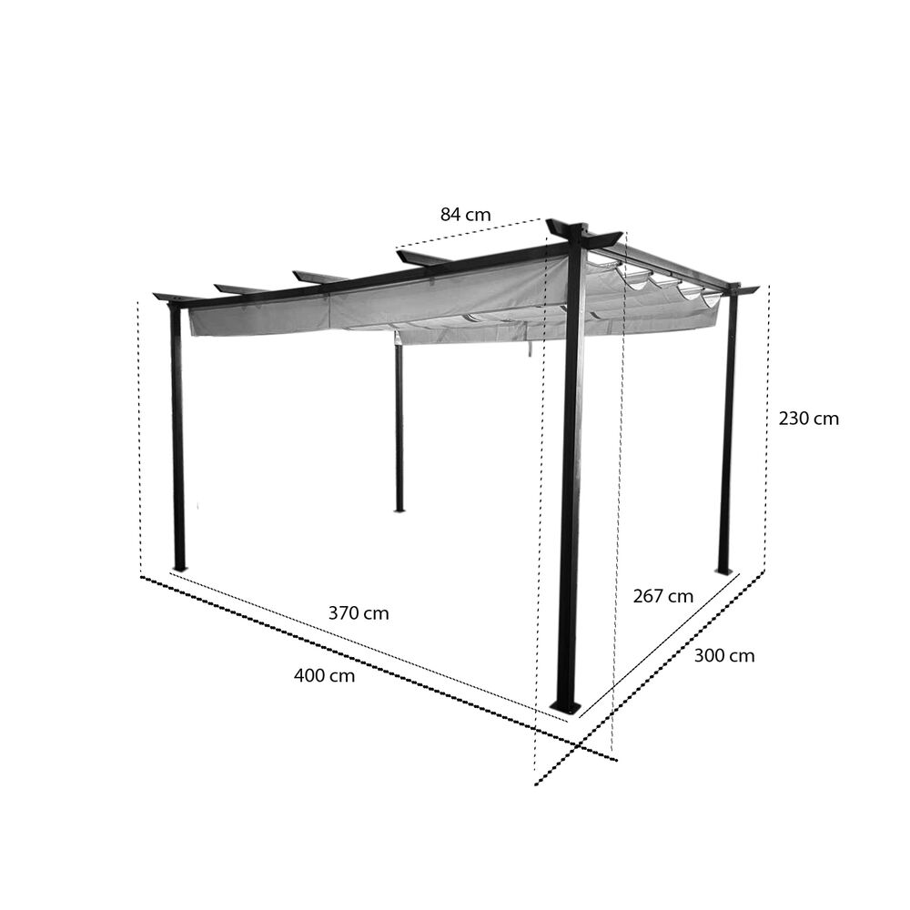 Pérgola Rústica Con Tela Retráctil 3x4 Mt Marfil image number 4.0